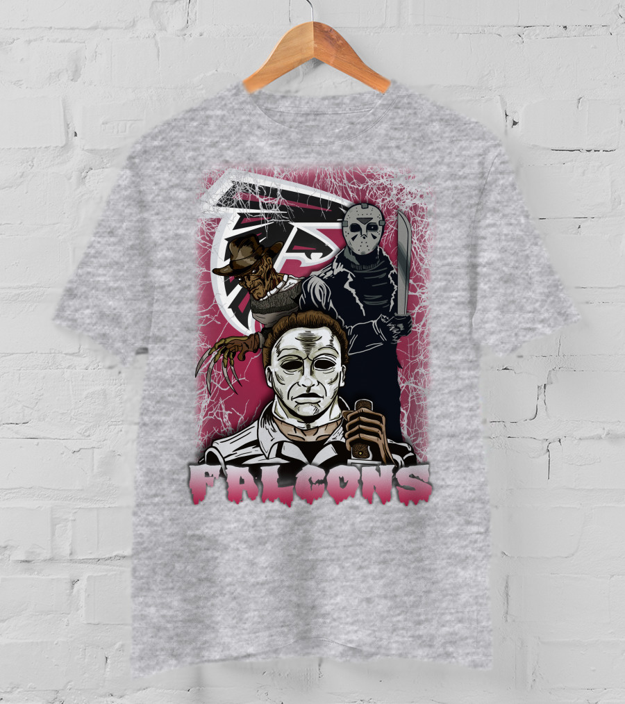 Atlanta Falcons Horror Villains Michael Myers Freddy Krueger Jason Voorhees T-Shirt