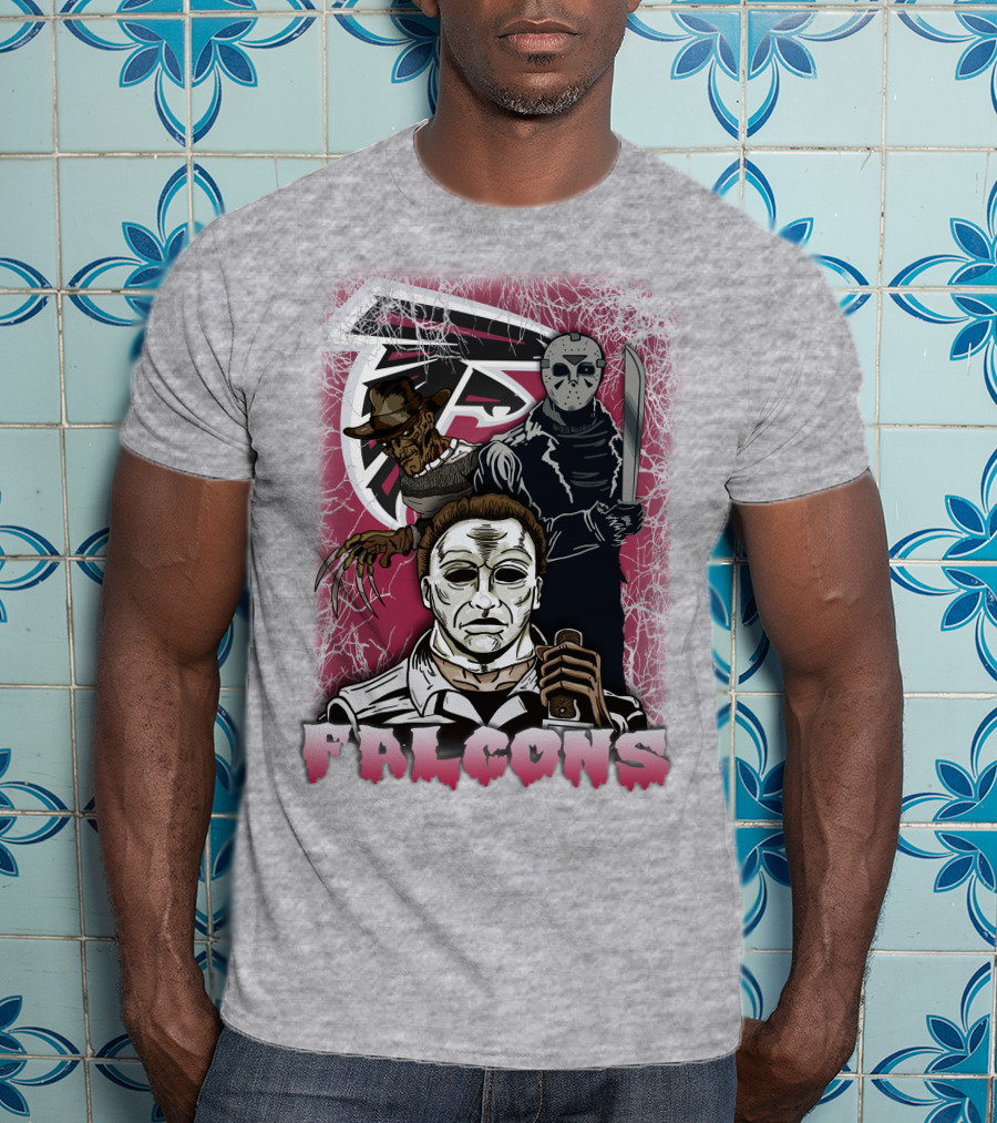 Atlanta Falcons Horror Villains Michael Myers Freddy Krueger Jason Voorhees T-Shirt