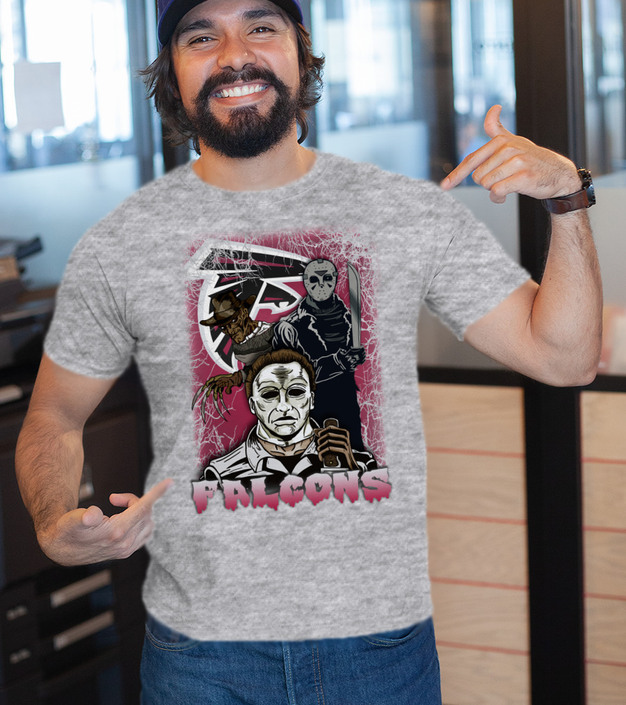 Atlanta Falcons Horror Villains Michael Myers Freddy Krueger Jason Voorhees T-Shirt