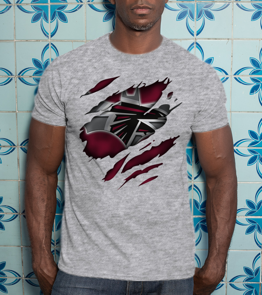Atlanta Falcons Logo Ripped Claw Marks T-Shirt