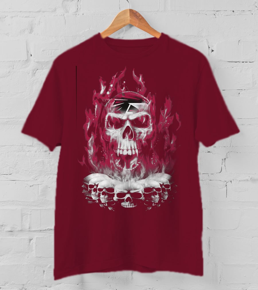Atlanta Falcons 57 Flaming Skull T-Shirt