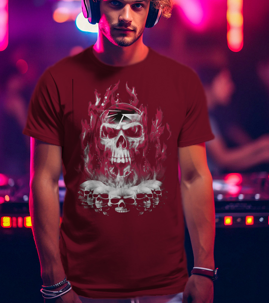 Atlanta Falcons 57 Flaming Skull T-Shirt