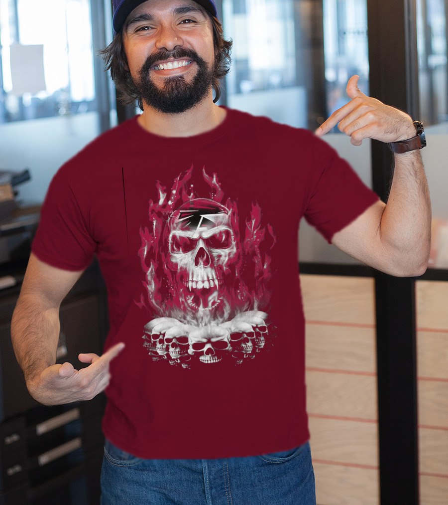Atlanta Falcons 57 Flaming Skull T-Shirt