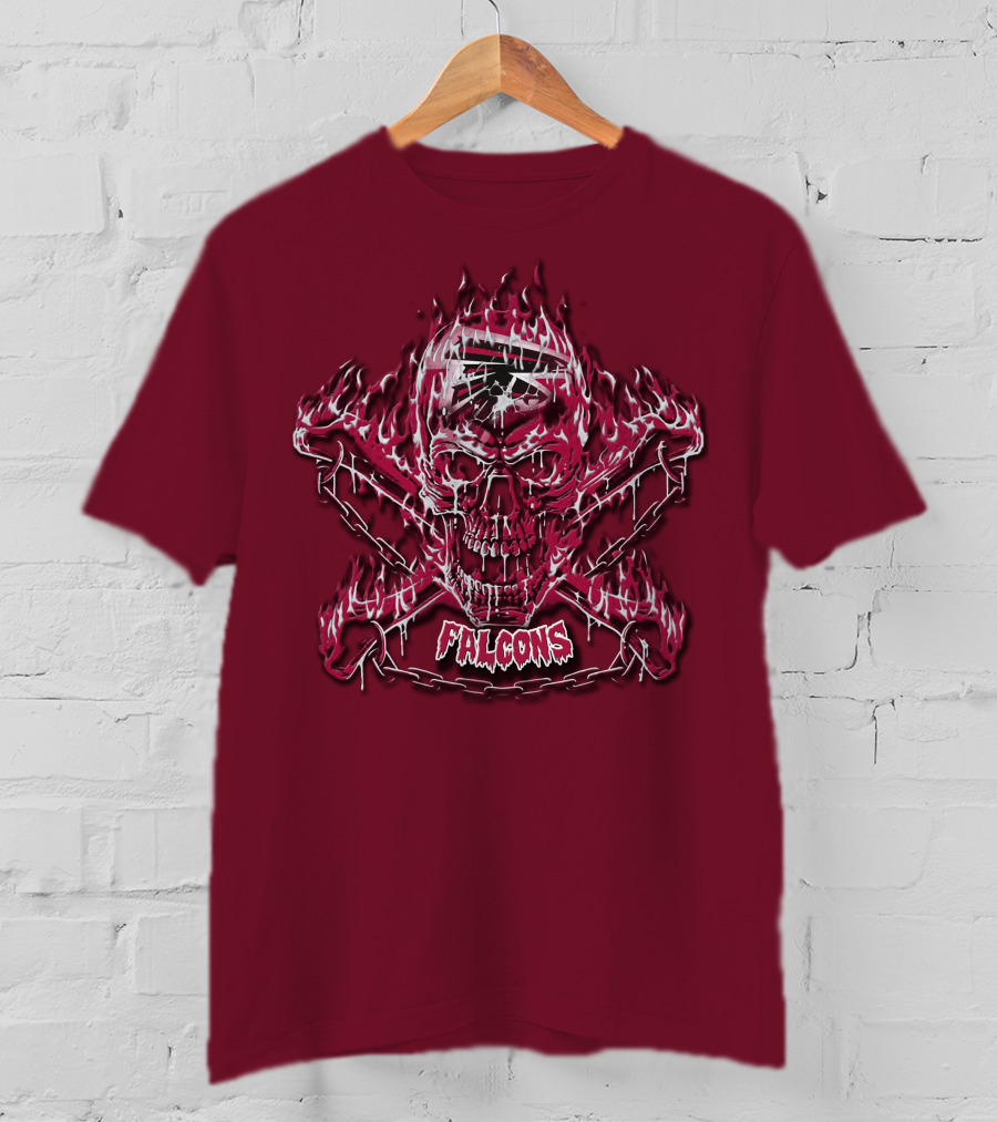 Atlanta Falcons Flaming Skull And Crossbones 53 T-Shirt
