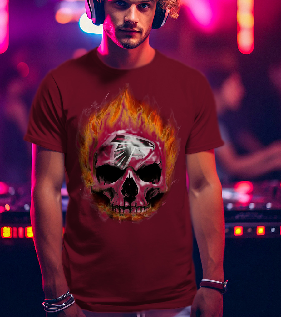 Atlanta Falcons Flaming Skull T-Shirt