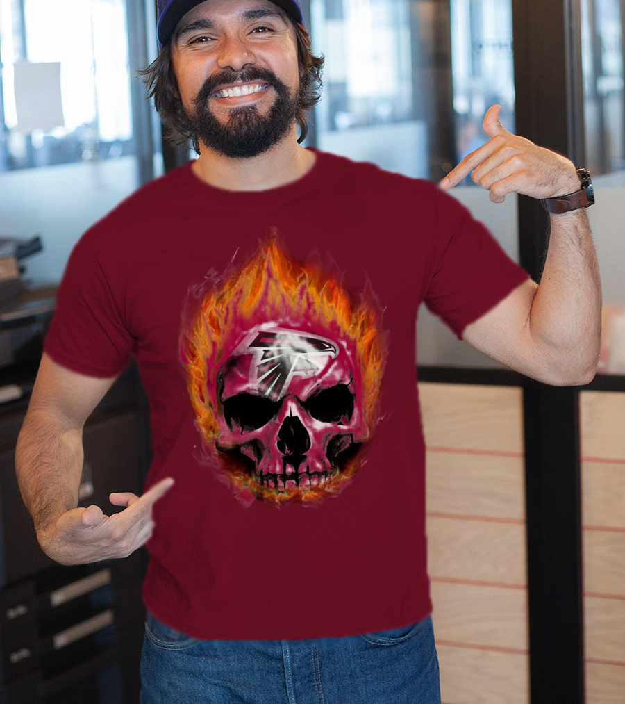 Atlanta Falcons Flaming Skull T-Shirt