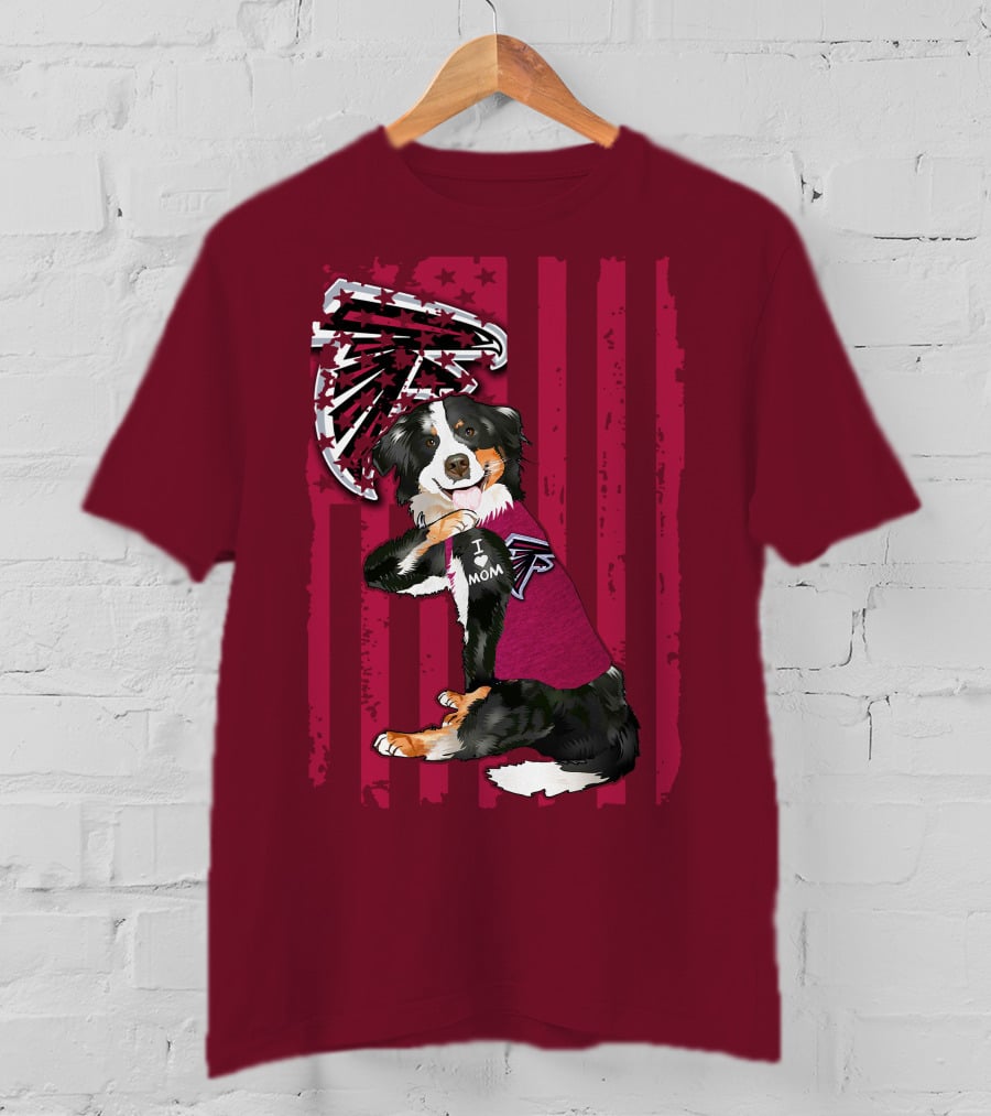 Atlanta Falcons Border Collie I Love Mom T-Shirt