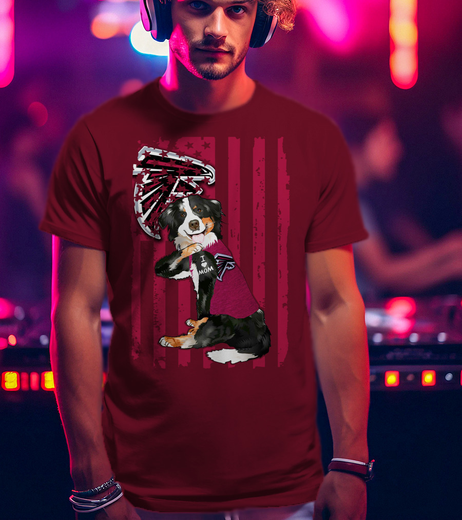 Atlanta Falcons Border Collie I Love Mom T-Shirt