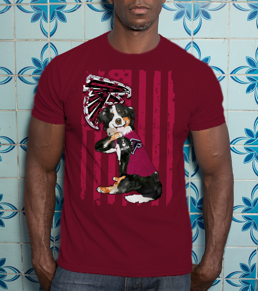 Atlanta Falcons Border Collie I Love Mom T-Shirt