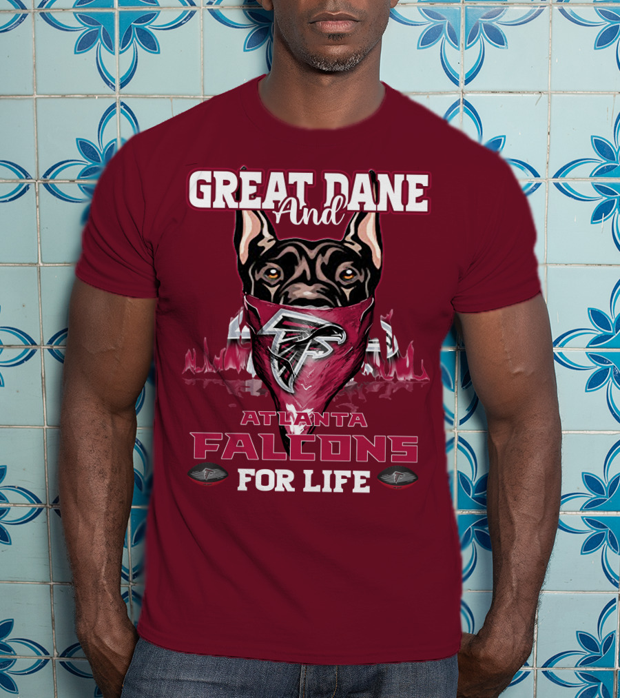 Great Dane And Atlanta Falcons For Life T-Shirt