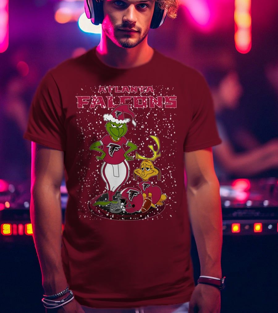 Atlanta Falcons Grinchxmas Snowy Holiday Characters T-Shirt