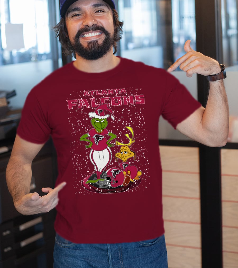 Atlanta Falcons Grinchxmas Snowy Holiday Characters T-Shirt