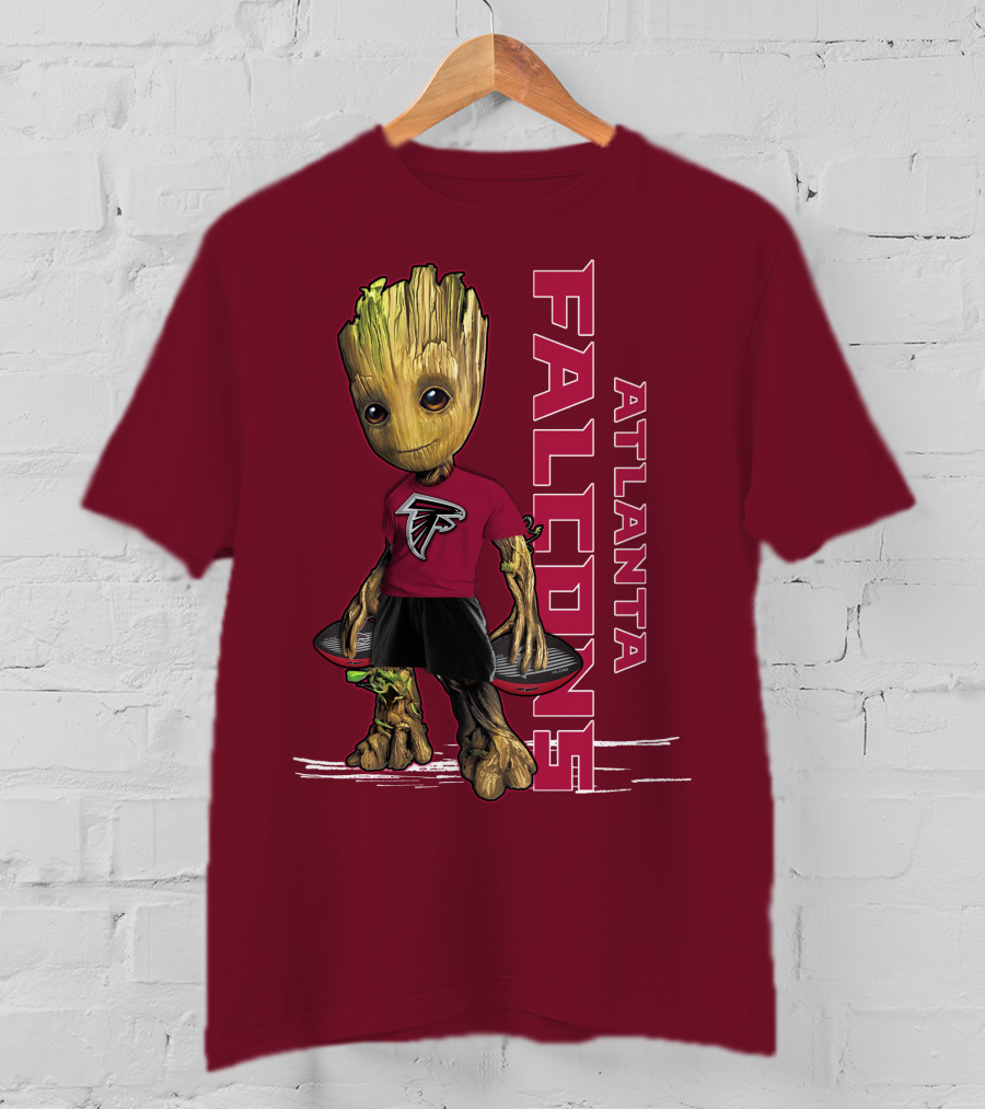 Groot Atlanta Falcons Fan Character Holding Atlanta Falcons T-Shirt