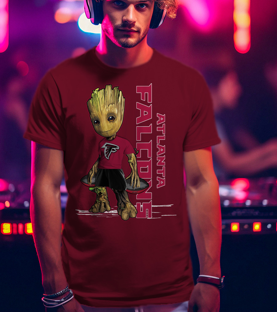 Groot Atlanta Falcons Fan Character Holding Atlanta Falcons T-Shirt