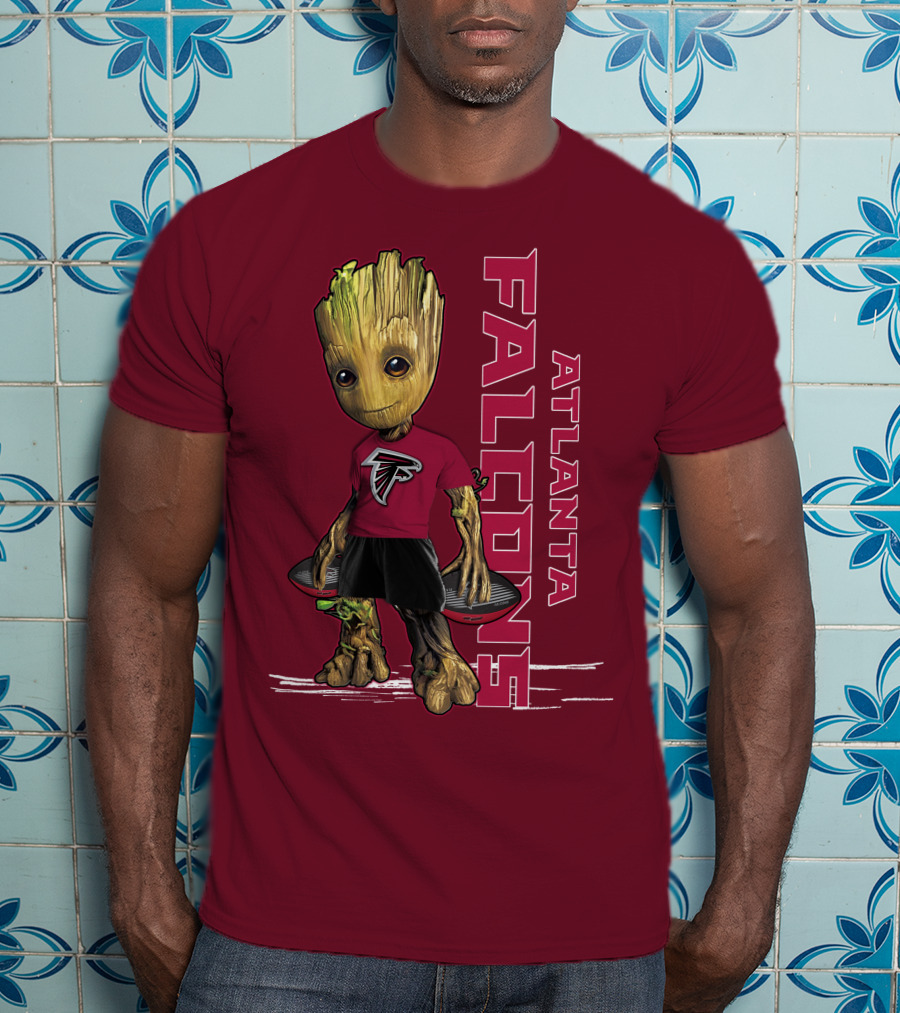 Groot Atlanta Falcons Fan Character Holding Atlanta Falcons T-Shirt