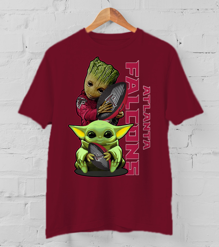 Grzd Atlanta Falcons Groot Baby Yoda Football T-Shirt