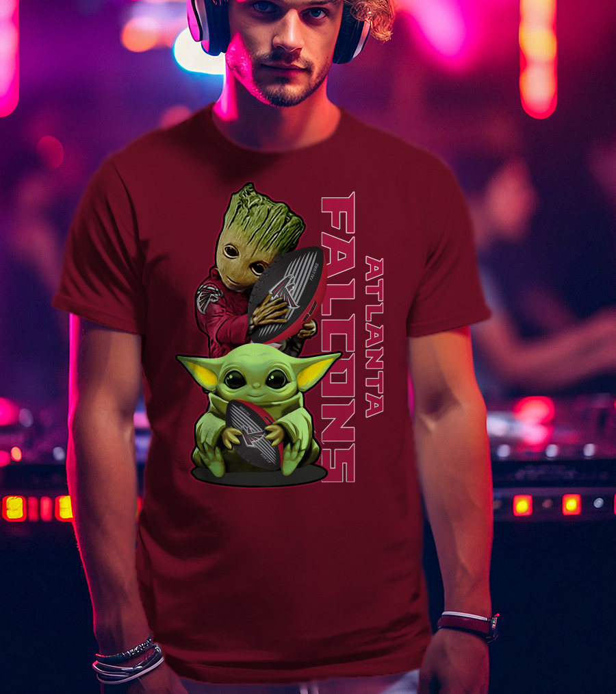 Grzd Atlanta Falcons Groot Baby Yoda Football T-Shirt