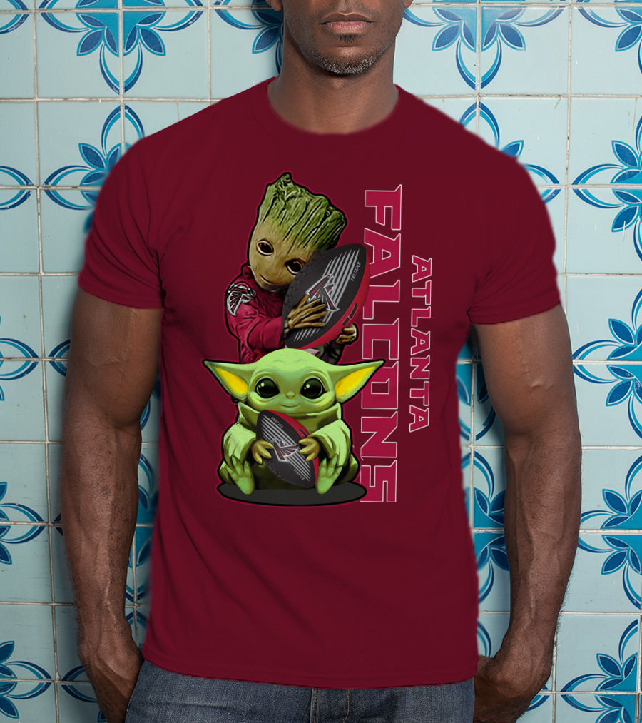 Grzd Atlanta Falcons Groot Baby Yoda Football T-Shirt