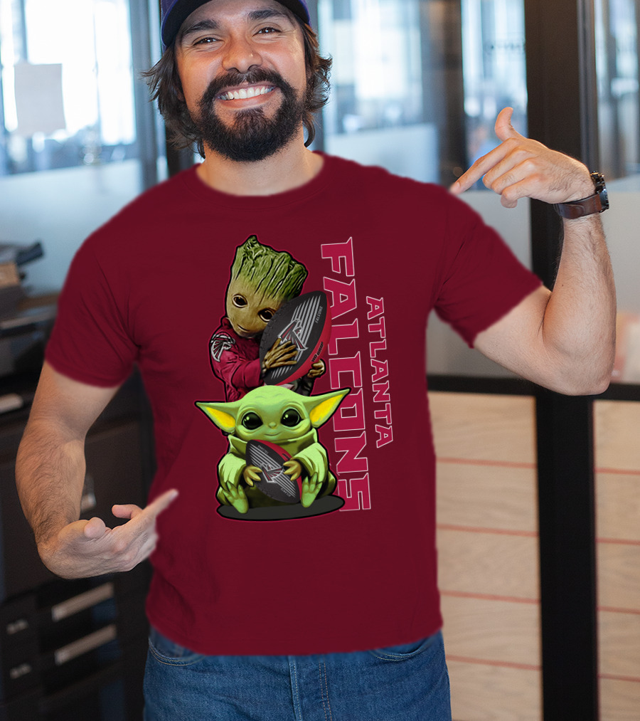Grzd Atlanta Falcons Groot Baby Yoda Football T-Shirt