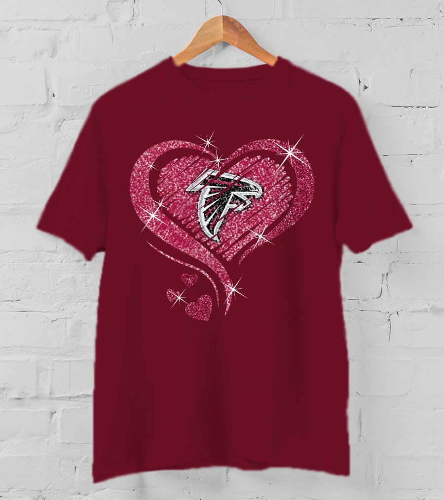 Atlanta Falcons Glitter Heart Diamond T-Shirt