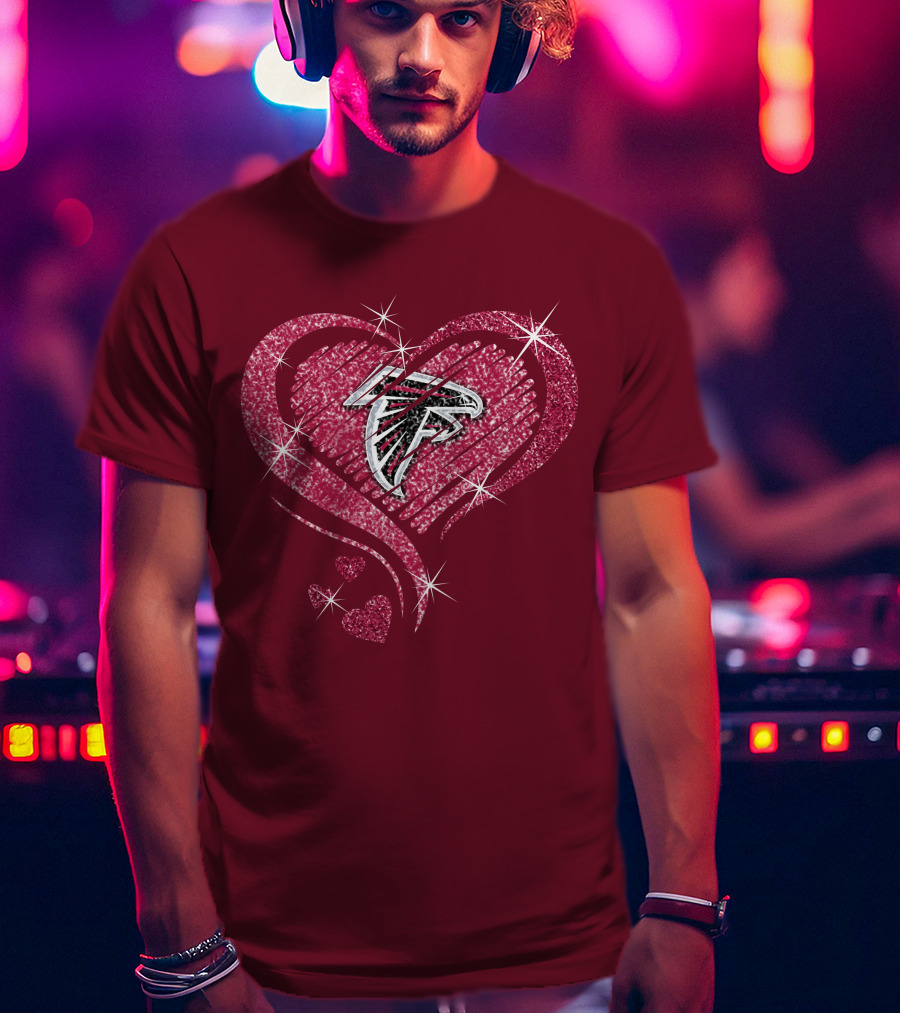 Atlanta Falcons Glitter Heart Diamond T-Shirt