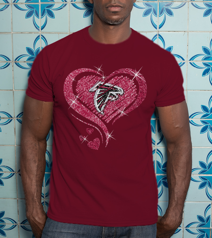 Atlanta Falcons Glitter Heart Diamond T-Shirt