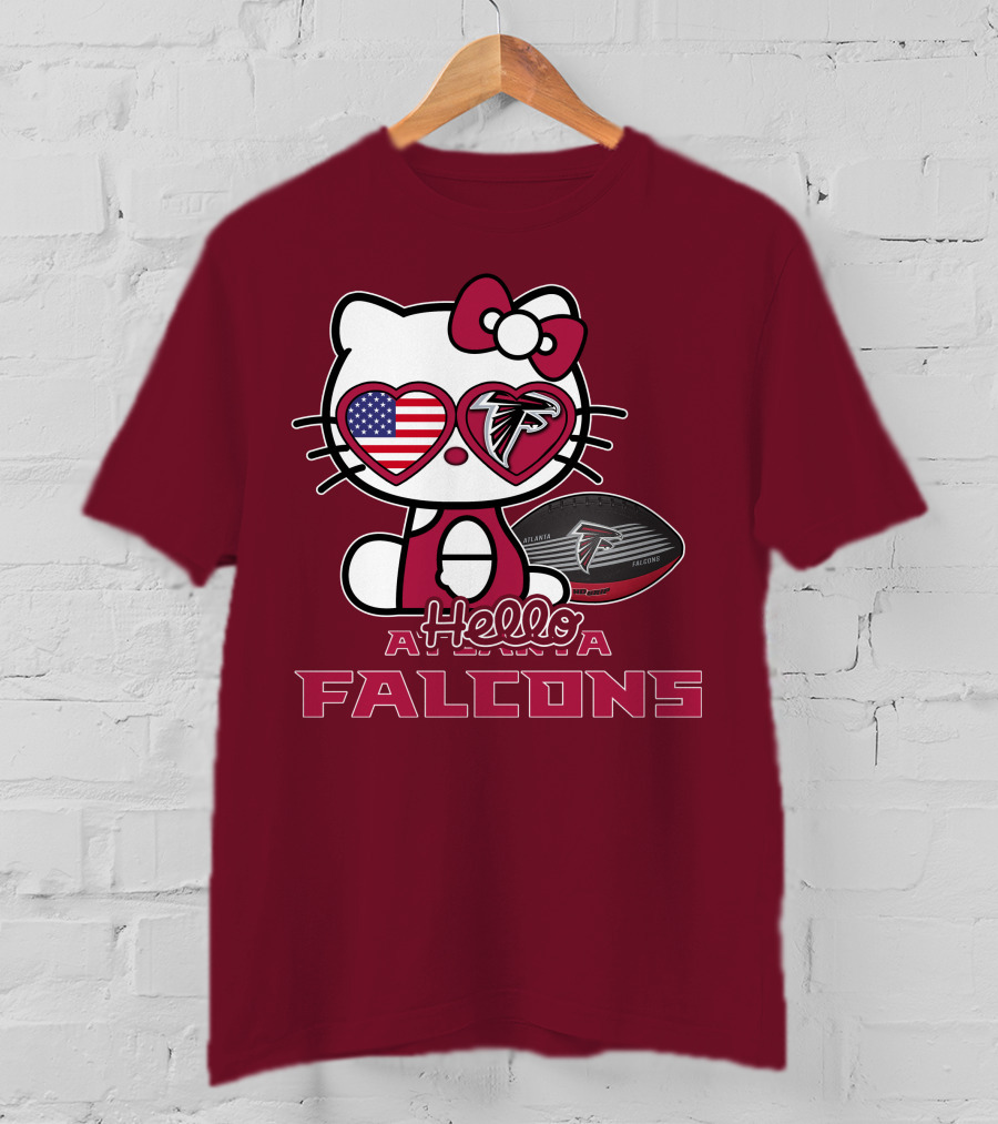Hello Kitty Atlanta Falcons American Flag Football T-Shirt