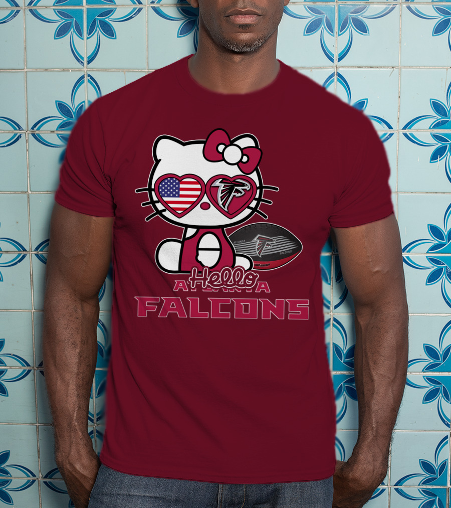 Hello Kitty Atlanta Falcons American Flag Football T-Shirt