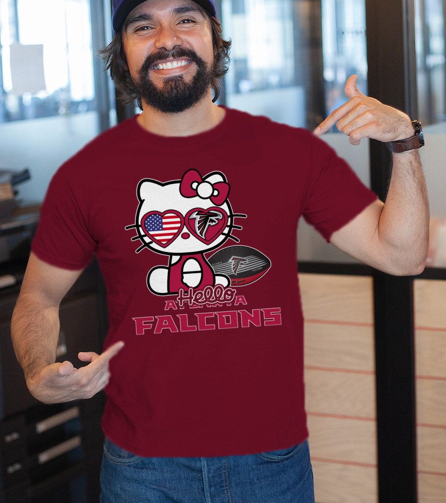 Hello Kitty Atlanta Falcons American Flag Football T-Shirt