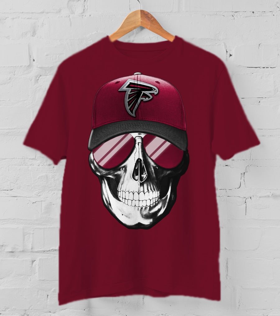 Atlanta Falcons Skull Cap With Reflective Glasses T-Shirt