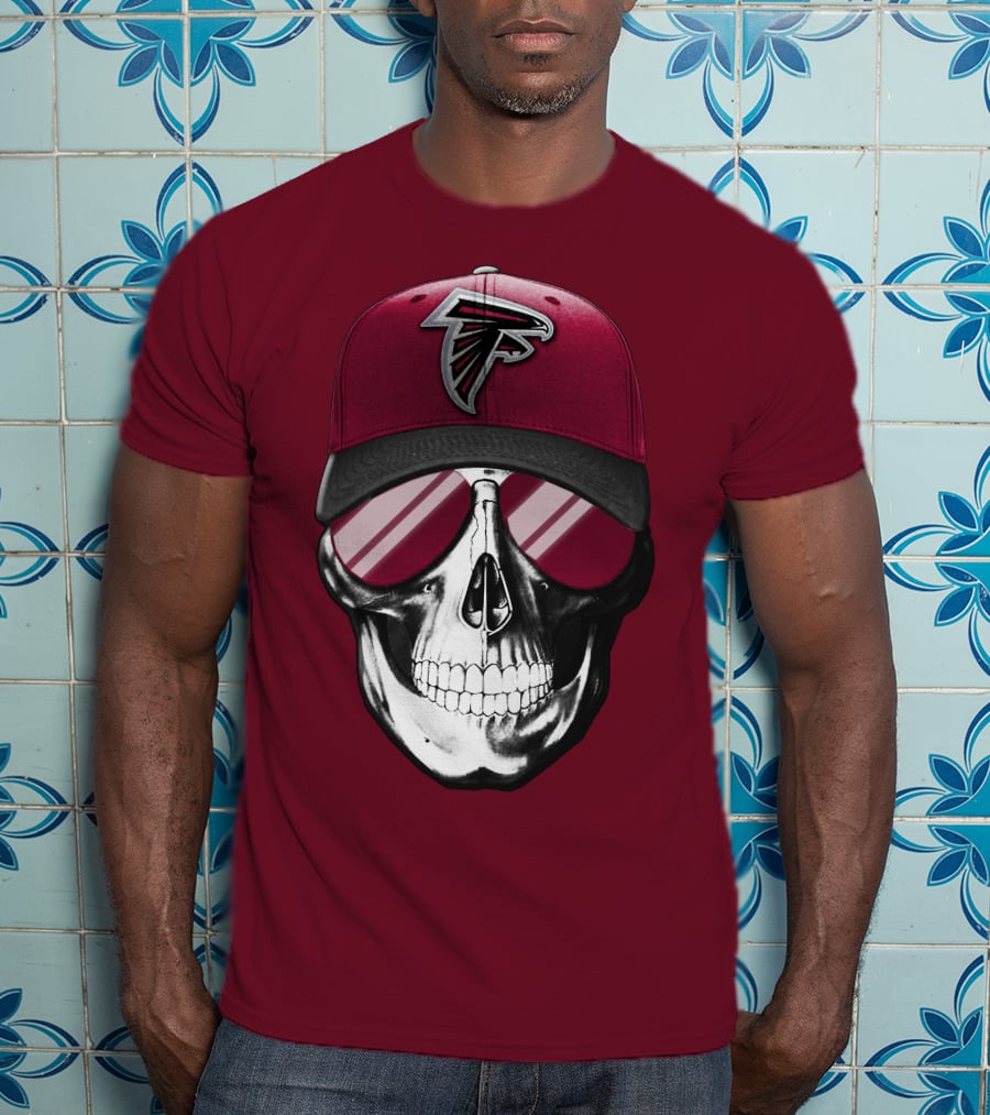 Atlanta Falcons Skull Cap With Reflective Glasses T-Shirt
