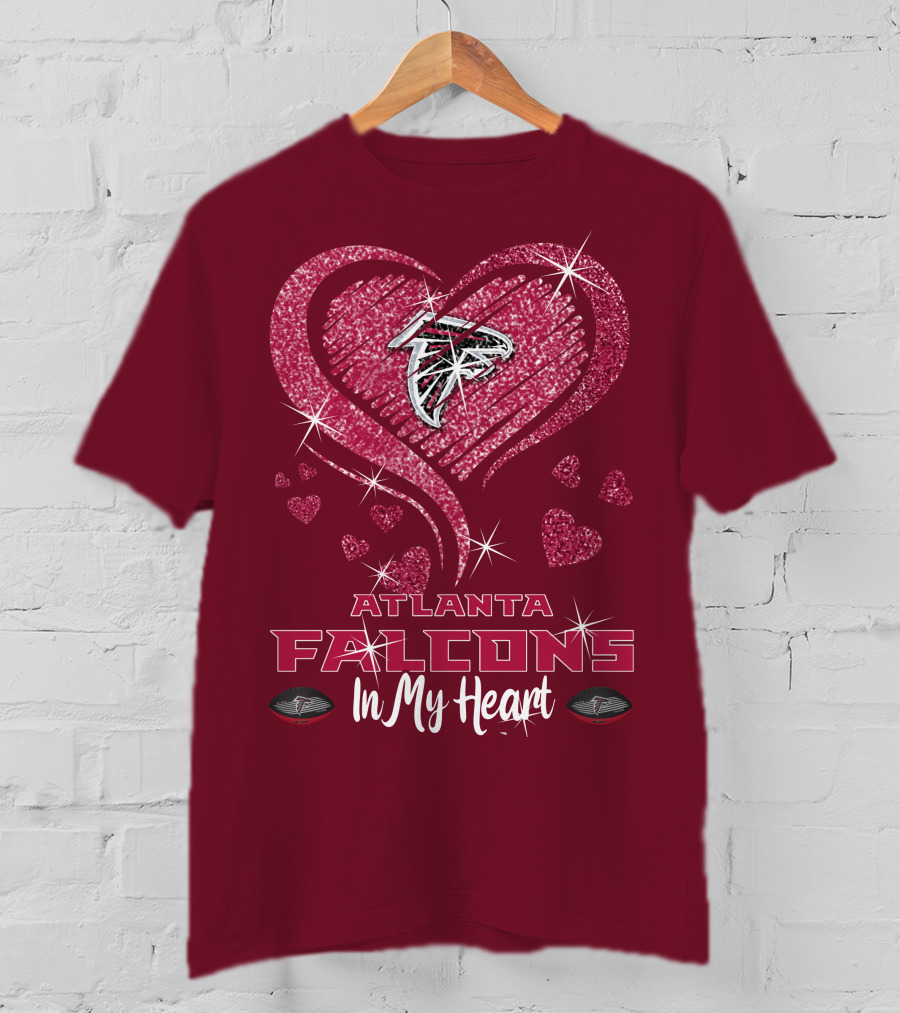Atlanta Falcons Sparkling Heart Design In My Heart T-Shirt