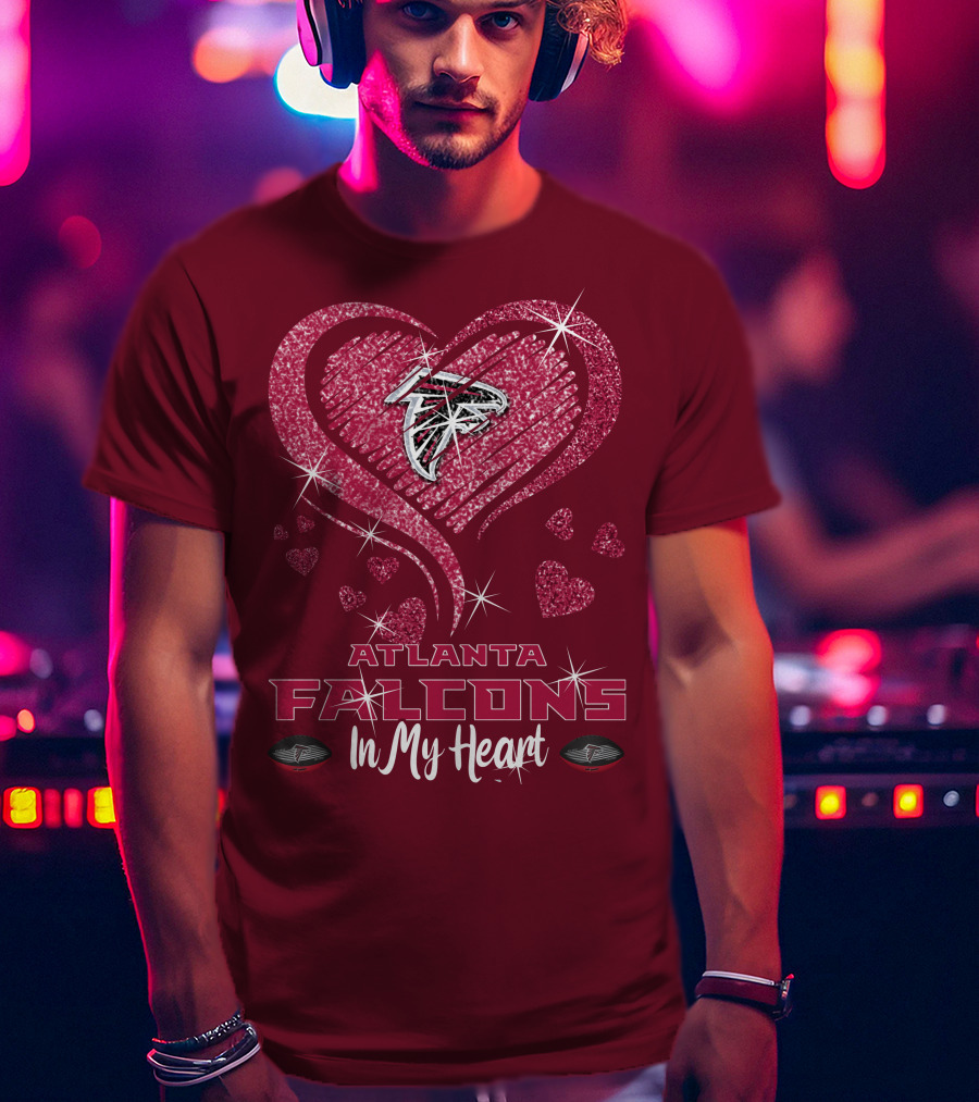 Atlanta Falcons Sparkling Heart Design In My Heart T-Shirt