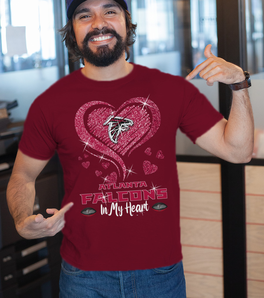 Atlanta Falcons Sparkling Heart Design In My Heart T-Shirt