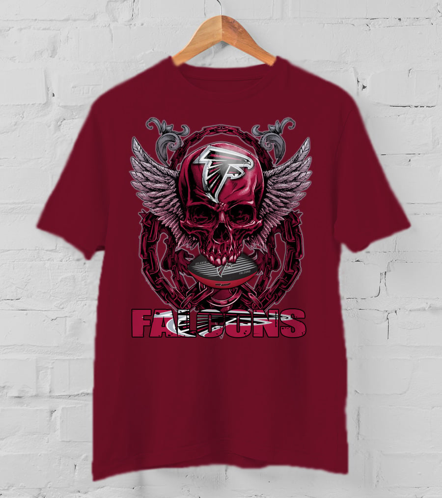 Skullfb Atlanta Falcons Winged Skull T-Shirt