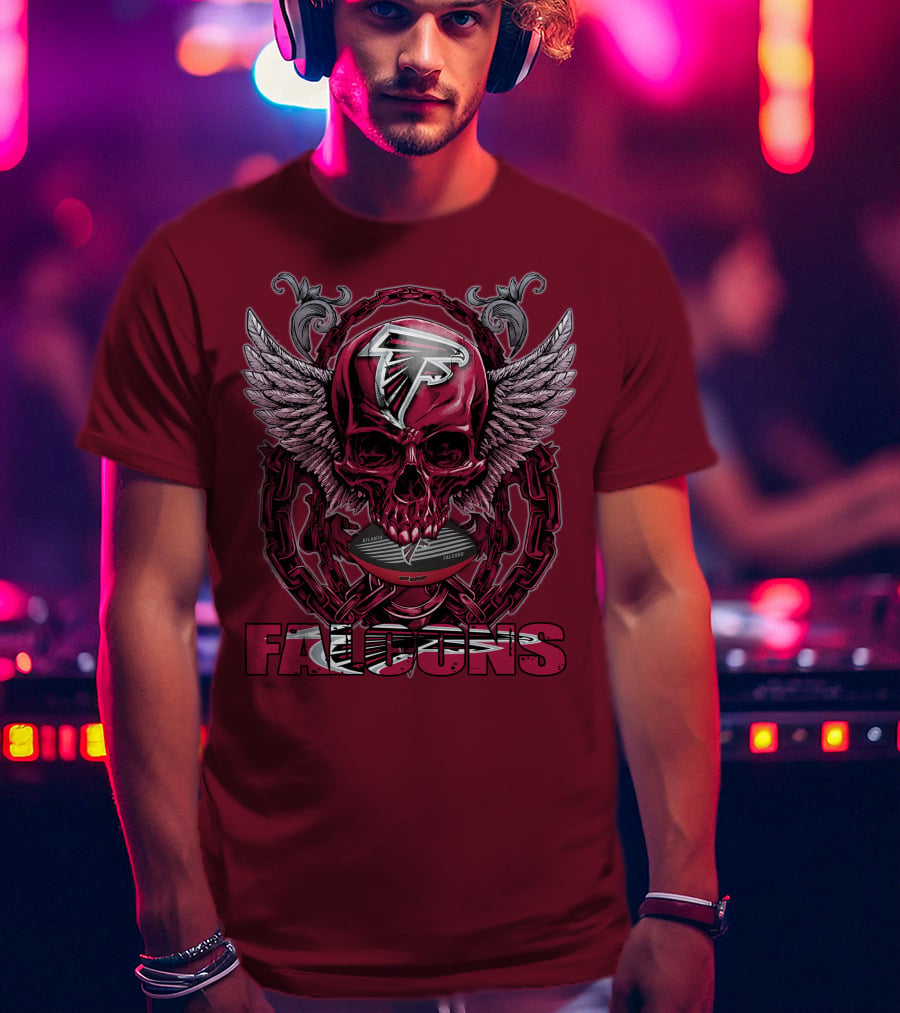 Skullfb Atlanta Falcons Winged Skull T-Shirt