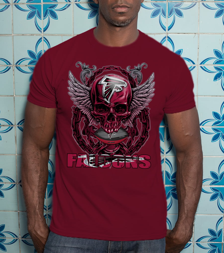Skullfb Atlanta Falcons Winged Skull T-Shirt