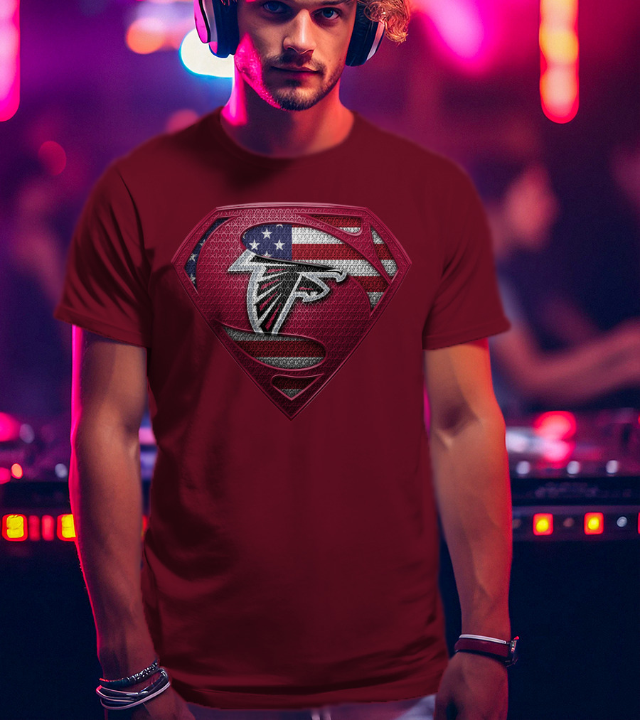 Spm Atlanta Falcons American Flag Superman T-Shirt