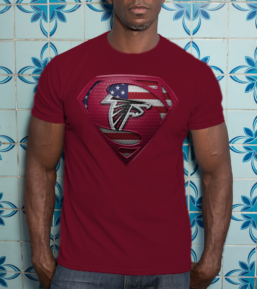 Spm Atlanta Falcons American Flag Superman T-Shirt
