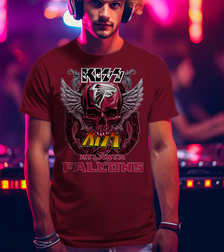 Kiss Atlanta Falcons Skull Winged T-Shirt