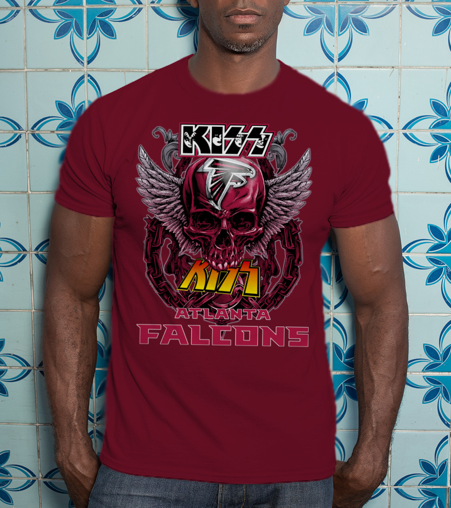 Kiss Atlanta Falcons Skull Winged T-Shirt
