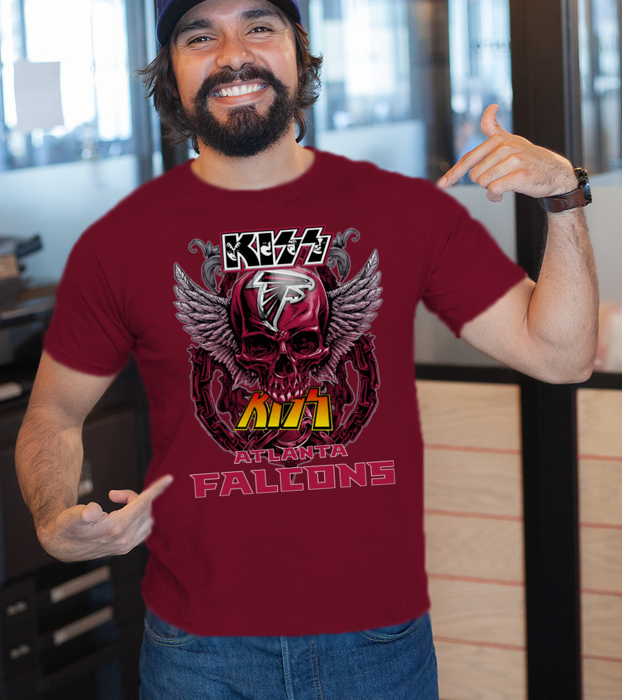 Kiss Atlanta Falcons Skull Winged T-Shirt