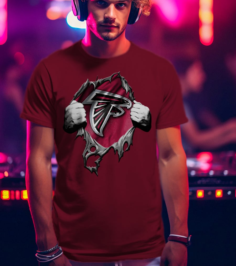 Atlanta Falcons Ripped Logo Inside Torn T-Shirt