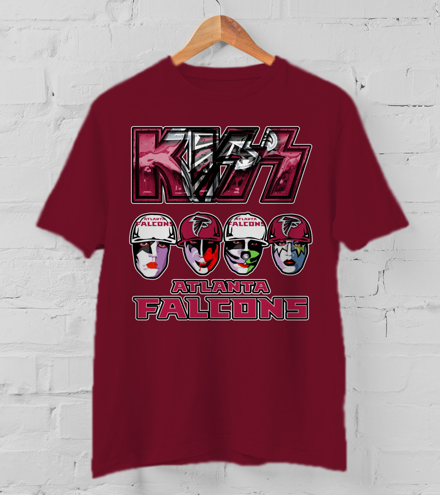 Kiss Atlanta Falcons Faces Logo NFL Band Crossover T-Shirt