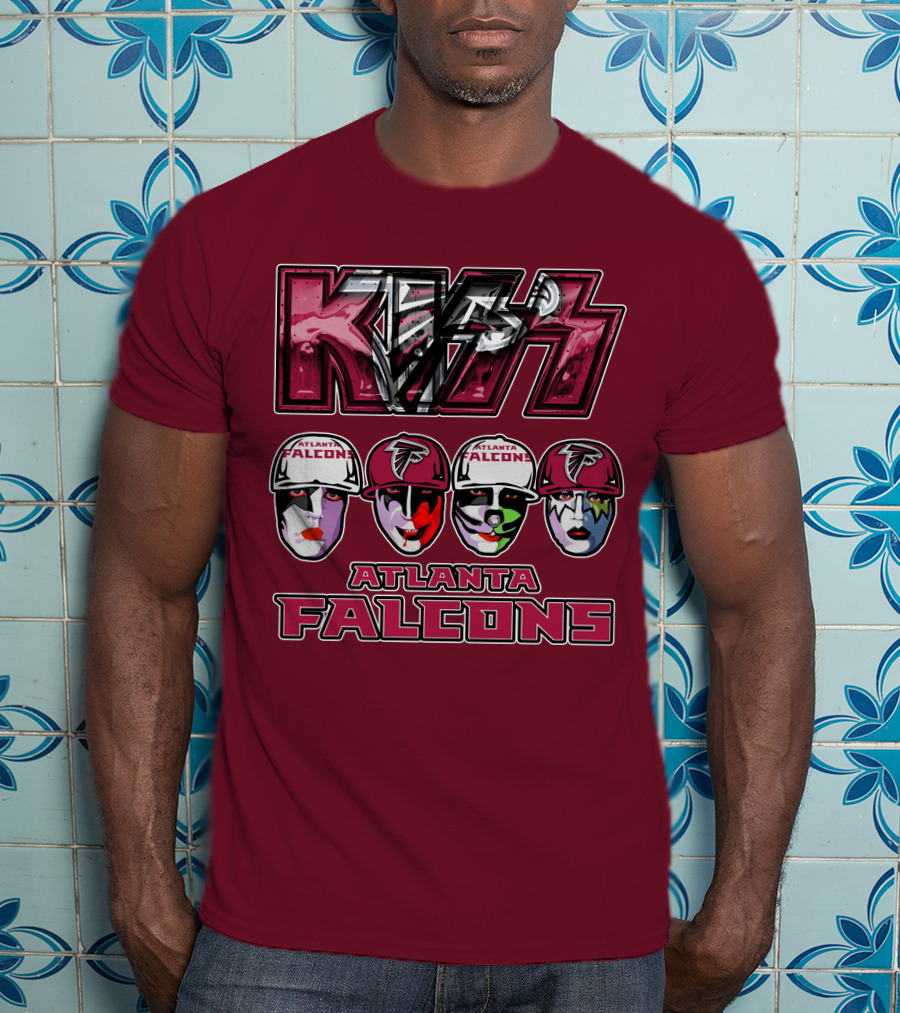 Kiss Atlanta Falcons Faces Logo NFL Band Crossover T-Shirt