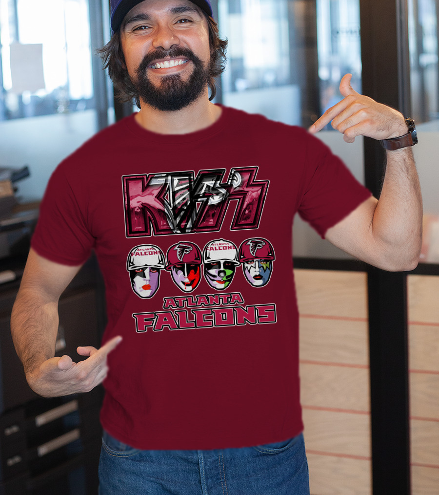 Kiss Atlanta Falcons Faces Logo NFL Band Crossover T-Shirt
