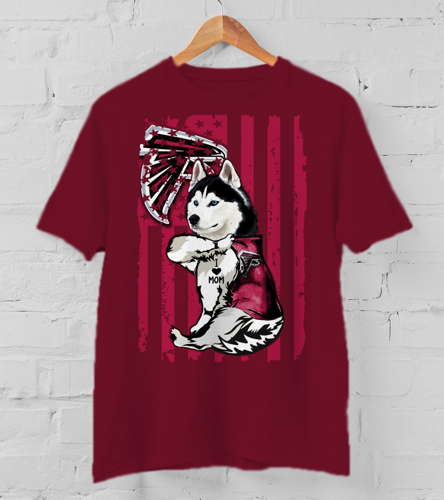 Siberian Husky I Love Mom Atlanta Falcons T-Shirt