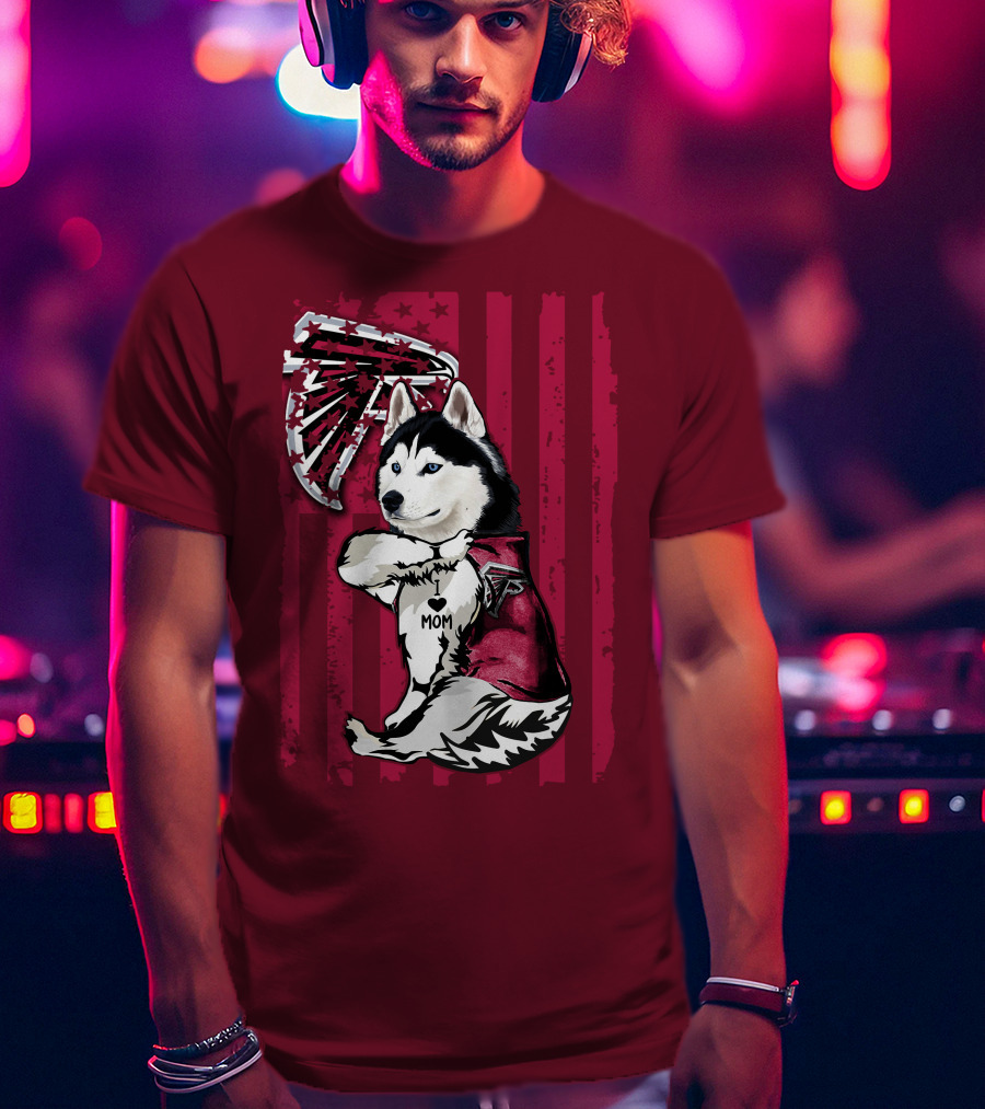 Siberian Husky I Love Mom Atlanta Falcons T-Shirt