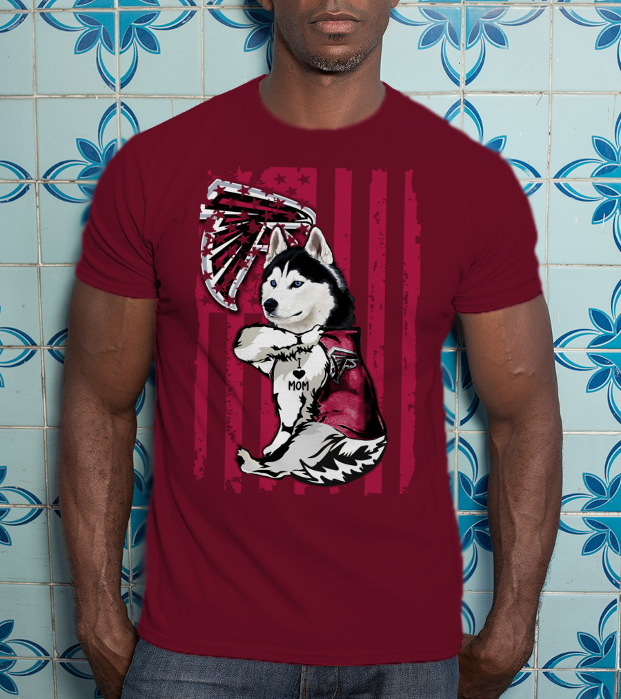 Siberian Husky I Love Mom Atlanta Falcons T-Shirt