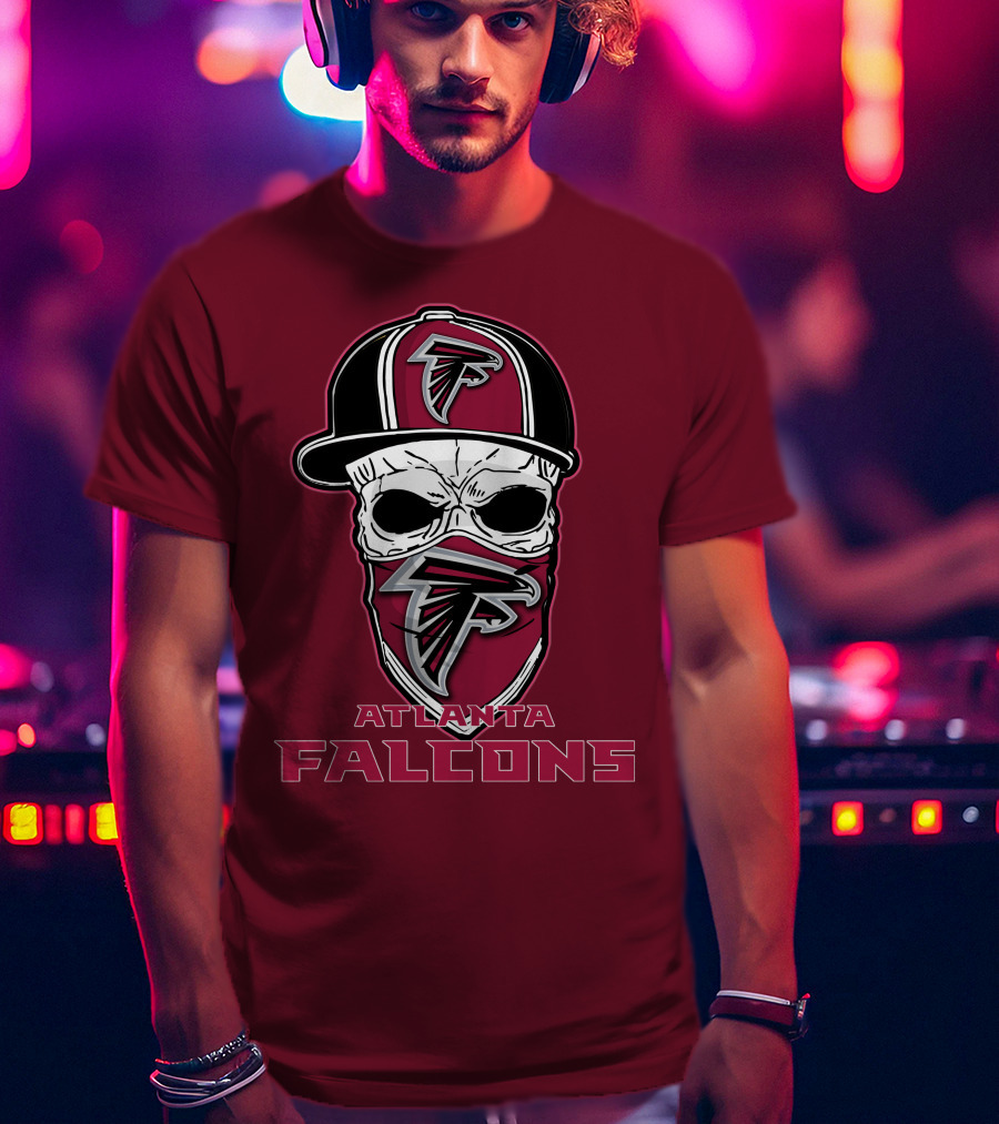 Atlanta Falcons Skull Hat Mask T-Shirt